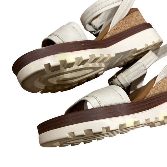 Revolve SEE BY CHLOE White 1" Platform Robin Round Toe Wedge Leather Sandals 39 - Picture 8 of 12